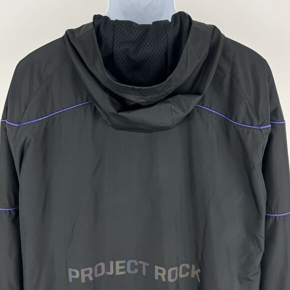 Under Armour Project Rock Men's Black Pullover Windbreaker Anorak Jacket Large - Picture 9 of 16